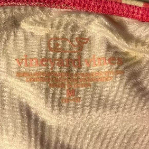 Vineyard Vines Pink Painted Gingham Tankini Top Blue Embroidered Whales Size M - Picture 6 of 7